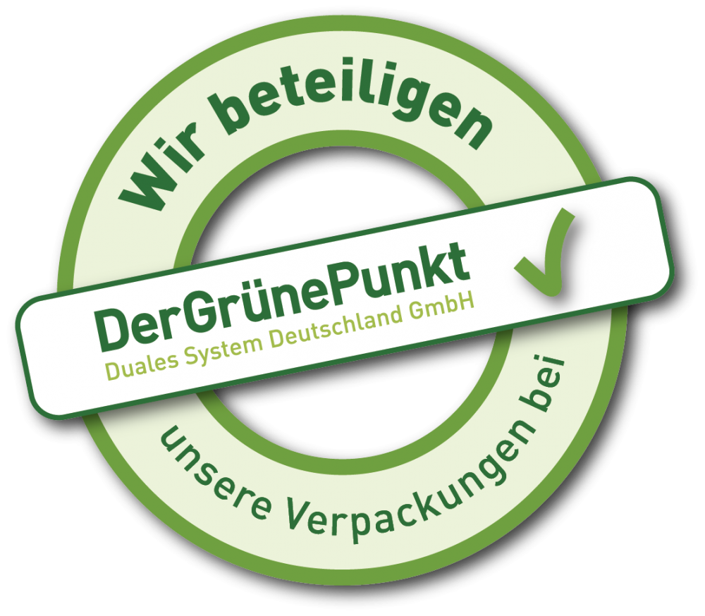  | With this label we would like to show that we are a customer of Der Grüne Punkt - Duales System Deutschland GmbH in Germany and that our sales packaging for the German market participates in the dual system Der Grüne Punkt.